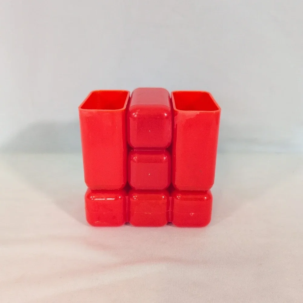 Vintage Atomic Red Desk Caddy - Pencil Holder Organizer - Mod 70s 4 Drawers